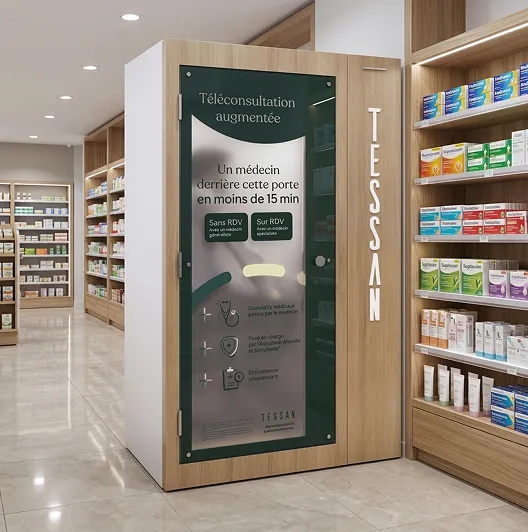 Cabine de téléconsultation TESSAN dans la pharmacie